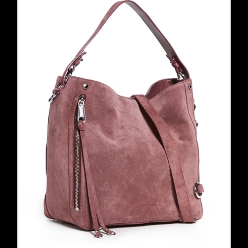 NWT Rebecca Minkoff Suede Leather Mab Hobo Bag Dark Fig Plum Purse